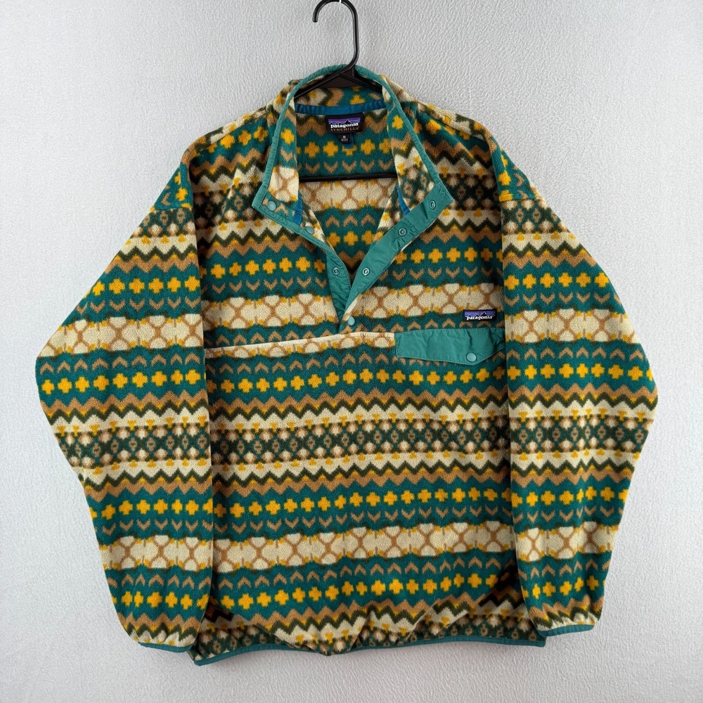 Patagonia Synchilla Sweater Mens XL Aztec Southwestern Fleece Snap T
